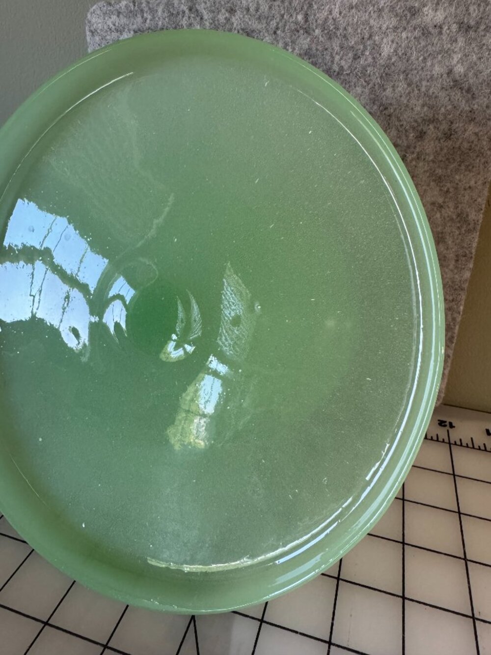 Mosser Jadeite Glass Pedestal Cake Stand Plain & Simple Green Jadite - Picture 11 of 12
